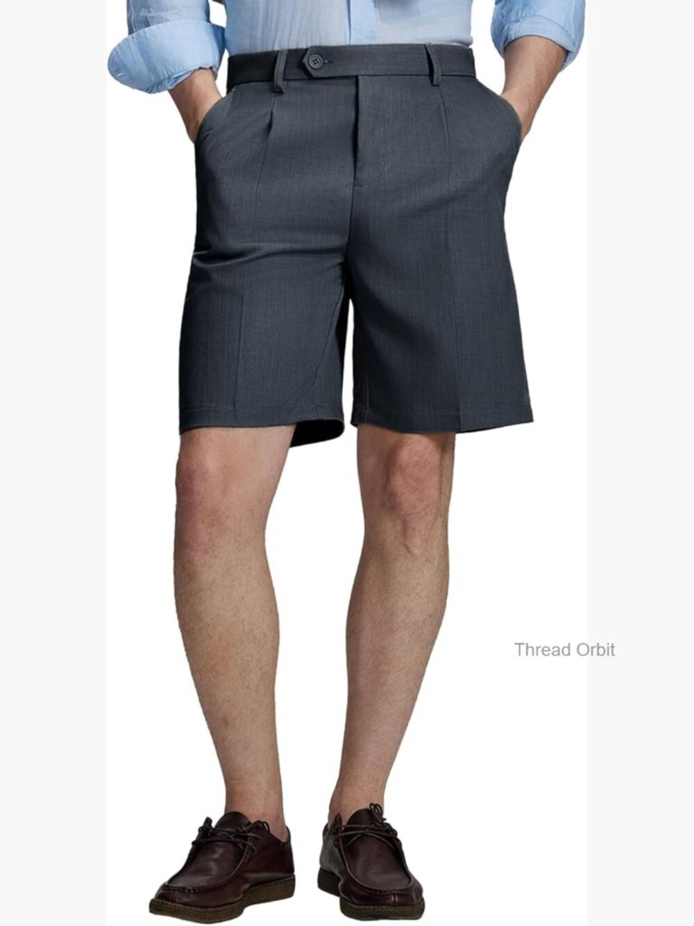 Pleated Dress Shorts 8" Inseam Golf Casual Chino Elastic Waist Classic Fit